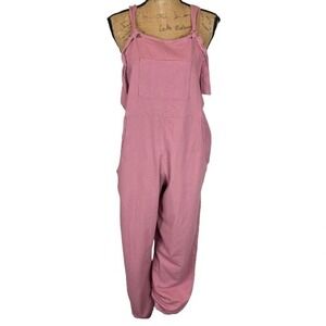Farmhouse Frocks Tie Strap Bib Overalls Dusty Pink Cottagecore Spring Size Small
